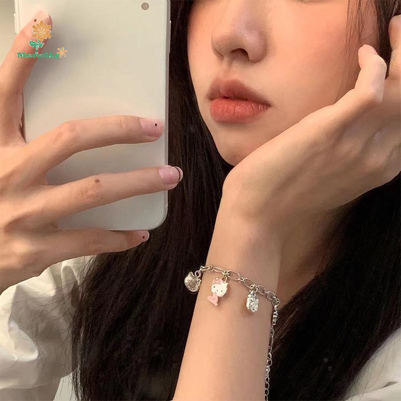 Vòng tay bạc hình anime Hello Kitty Sanrio, quà tặng hay phụ kiện xinh xắn