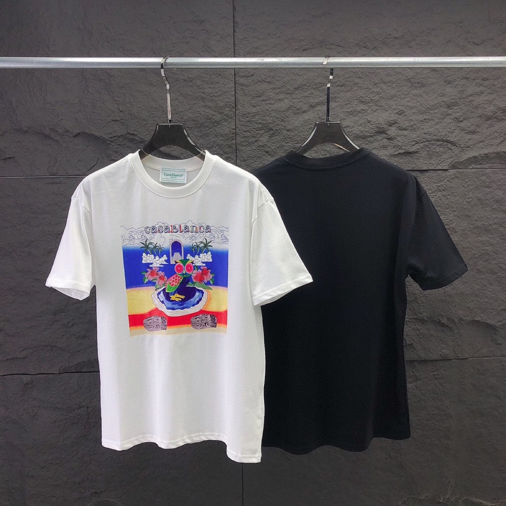 8FVR  CASABLANCA  Short Sleeve T Shirt Owl letter print pattern unisex cotton inner wear