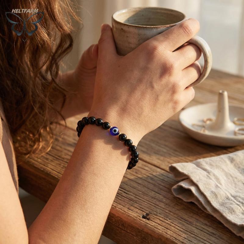 Vòng tay đá tự nhiên onyx và hạt đá, phù hợp yoga và thiền - Made in Vietnam