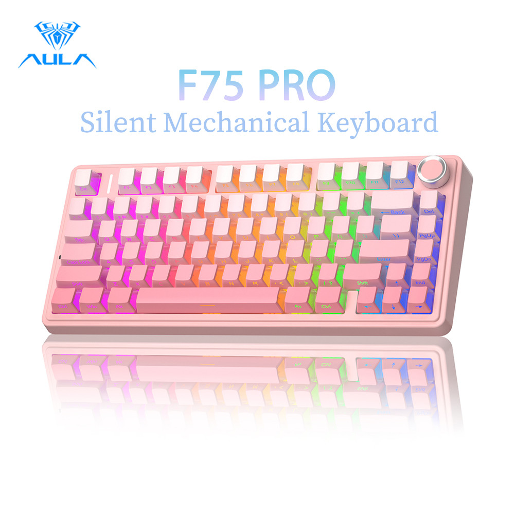 AULA F75 Pro Bàn Phím Cơ Sillent 75% 80 Phím Tri-Mode RGB Hot-swap Quiet Switch Văn Phòng Essential