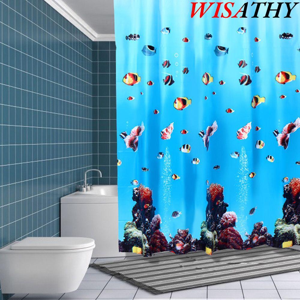 WISHY 180cmx200cm Rèm Tắm Chống Khuôn Làm Dày Gửi Móc Phòng Tắm