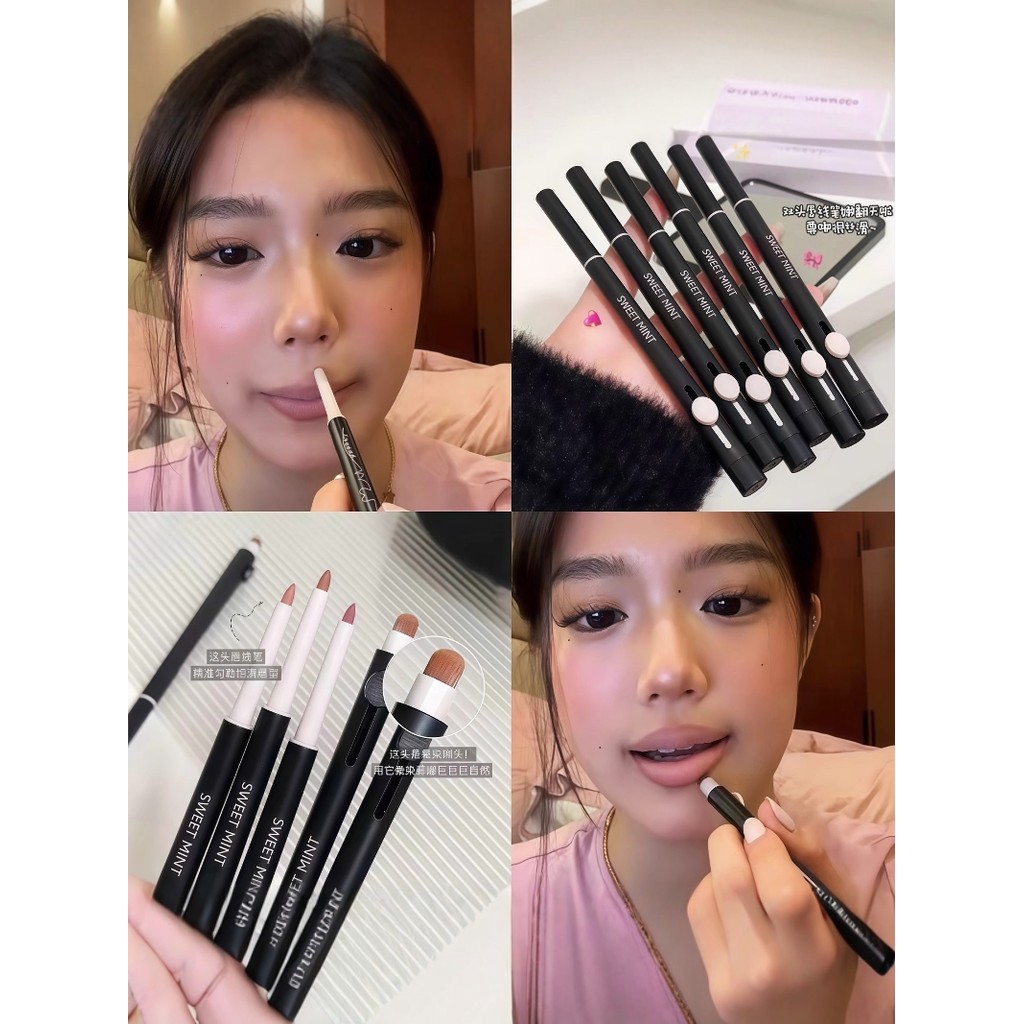 Jaden jaden Zhang Sijieli ĐẩySweetmint Double-Headed Lip Liner + Lip Brush Son môi khỏa thân tự nhiê