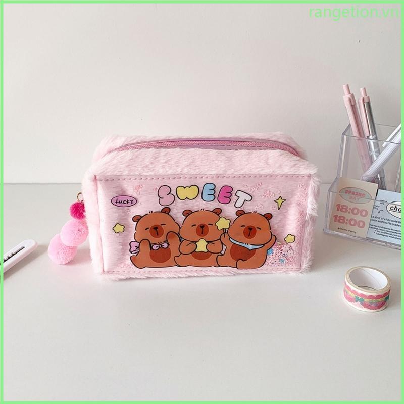 RAN Furry Animal Pencil Case Túi bút chì lớn đa năng cho văn phòng trường học