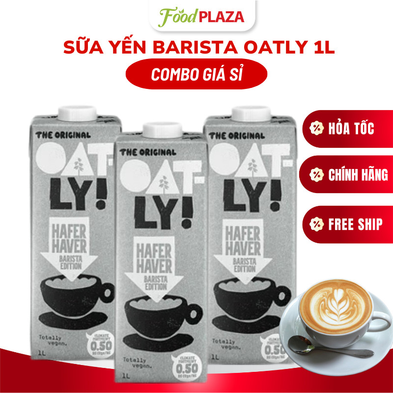(COMBO)  Sữa Yến Mạch Barista Oatly Hộp 1L Thơm Ngon Béo Ngậy, Tạo Foam Mịn