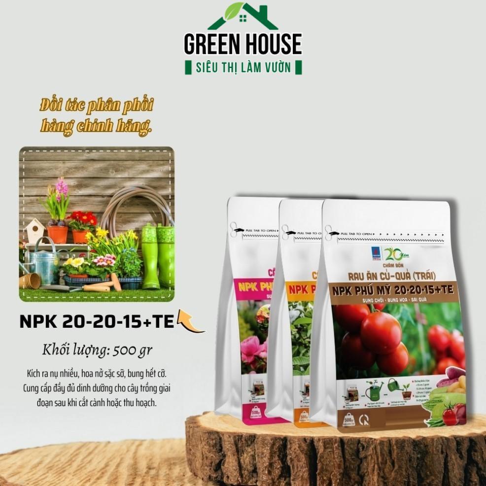 Phân Bón NPK Phú Mỹ 20-20-15+TE (túi 500g) kích thích cây ra hoa, đậu quả, bung nụ, phục hồi nhanh -