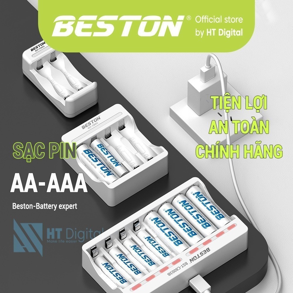 Bộ Sạc Pin AA AAA C8001 C8002 C8003 Beston Cho Micro Karaoke loa, đồ chơi trẻ em, đồng hồ, thiết bị 