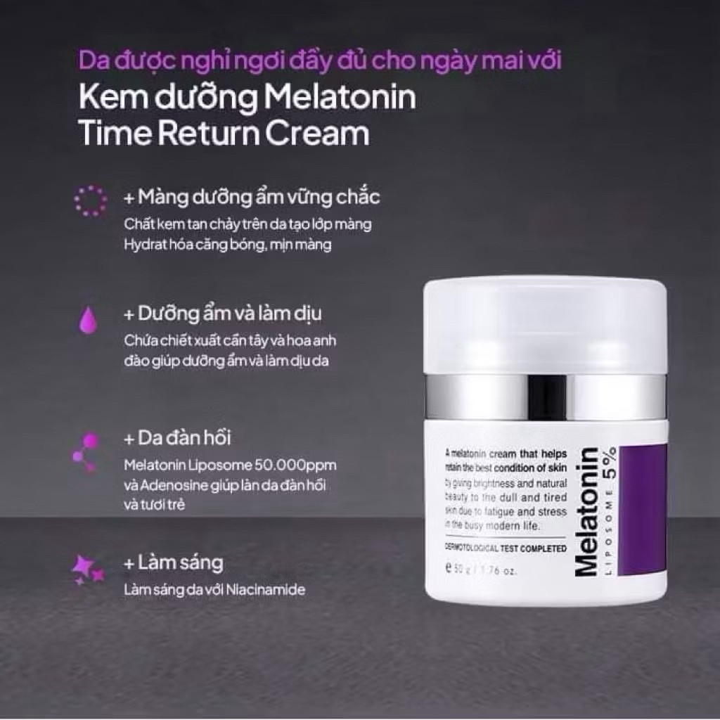 Kem dưỡng chống lão hóa MAXCLINIC Time Return Melatonin Cream kem melatonin hạn 2028 HQ senademar IS