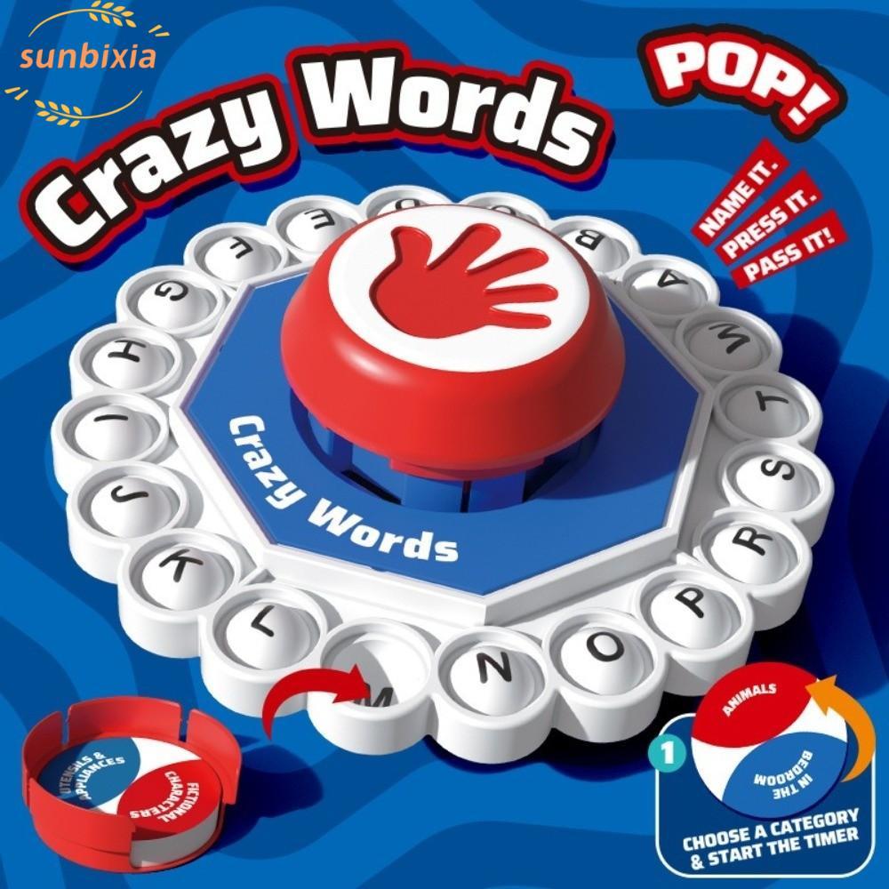 SUNBIXIA Crazy Words Board Game, ABS Fast Paced English Board Game, Funny Quick Thinking Puzzle Toy 
