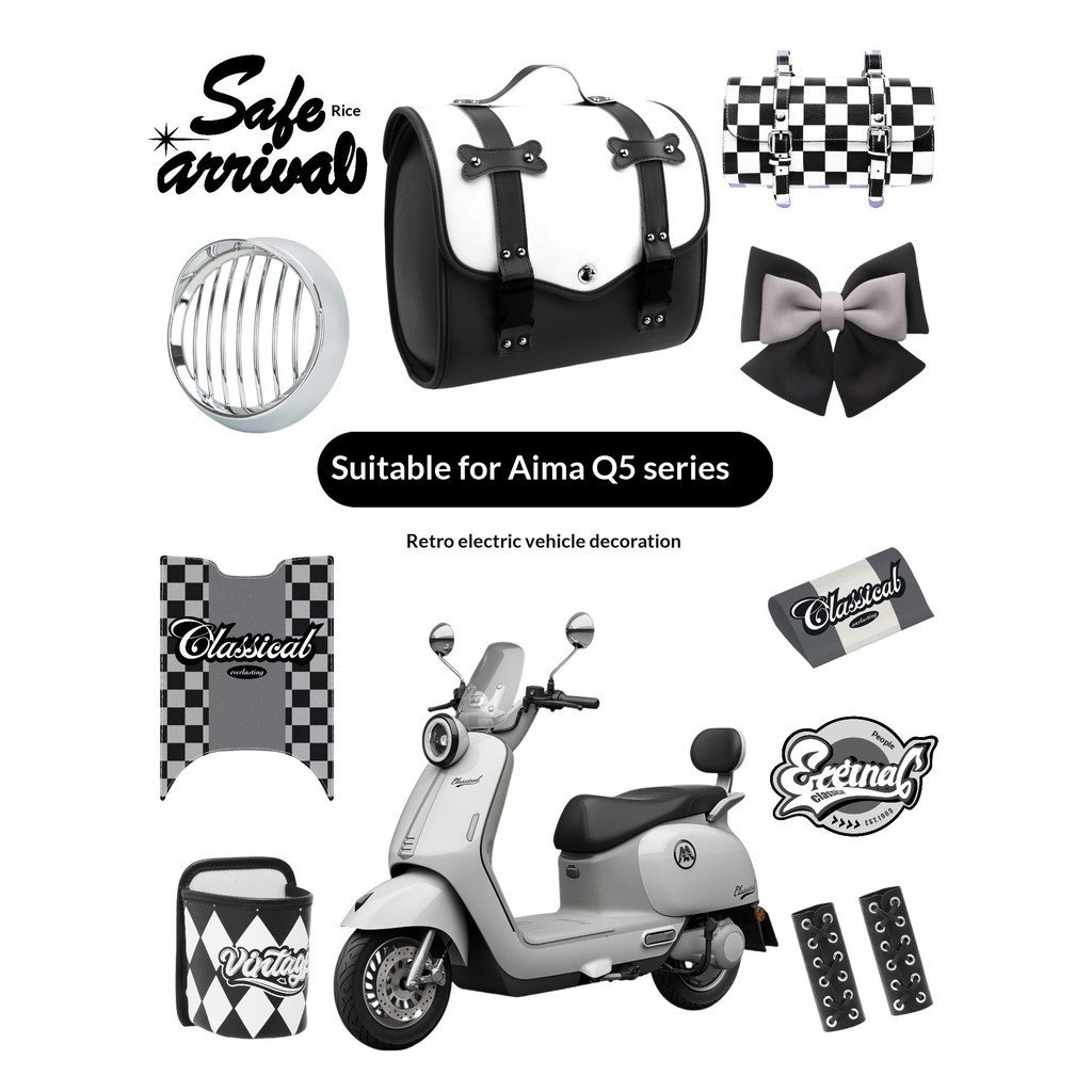 168 Creative Department Store màu đen trang trí xe điện cho Emma Q5 retro cốp xe chống thấm nước miế