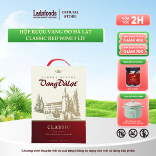 [25/03 - TẶNG MACCA ĐƠN 399K] Hộp Rượu Vang Đỏ Đà Lạt Classic Red Wine 3Lít