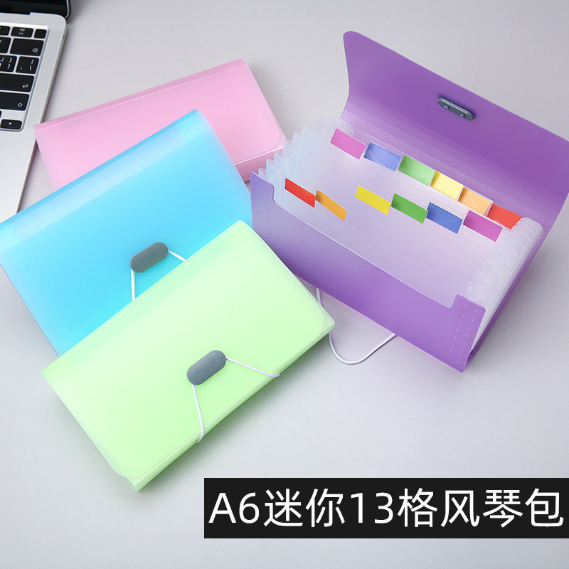 13Candy color A6Mini accordion folder office supplies document storage receipt holder transparent fo