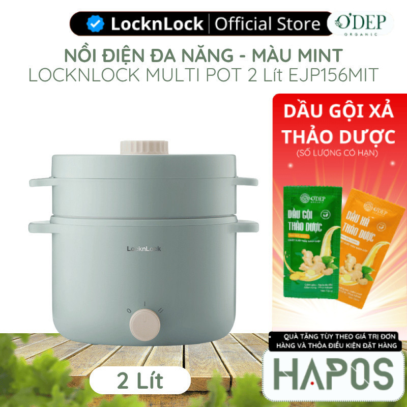 Nồi điện LocknLock đa năng mini 0.8L 600W Chính hãng, kèm khay luộc trứng, nấu mì, nấu lẩu EJP116BLK