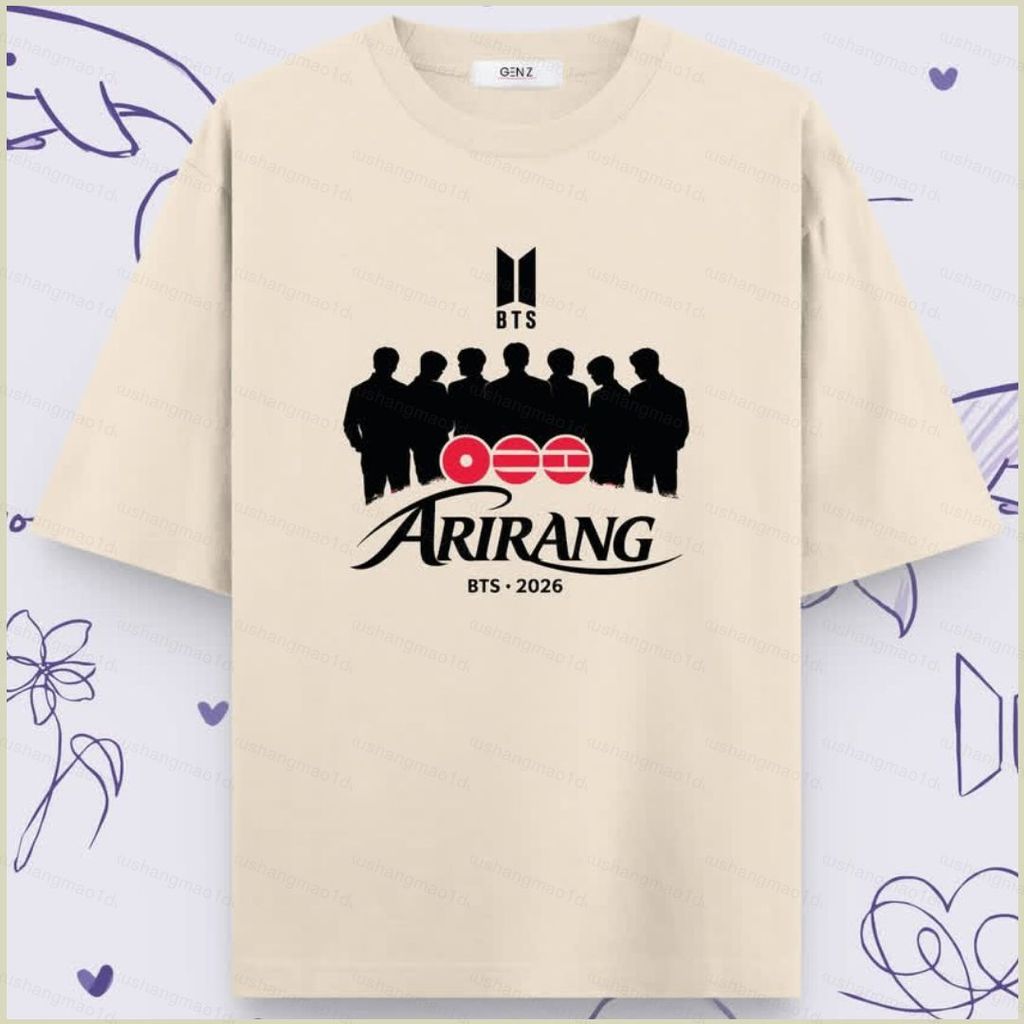 XS1 BTS áo thun cotton dày BT21 ARIRANG Jin SUGA J-hope V Jung Kook Áo thun KPOP tay ngắn XS1