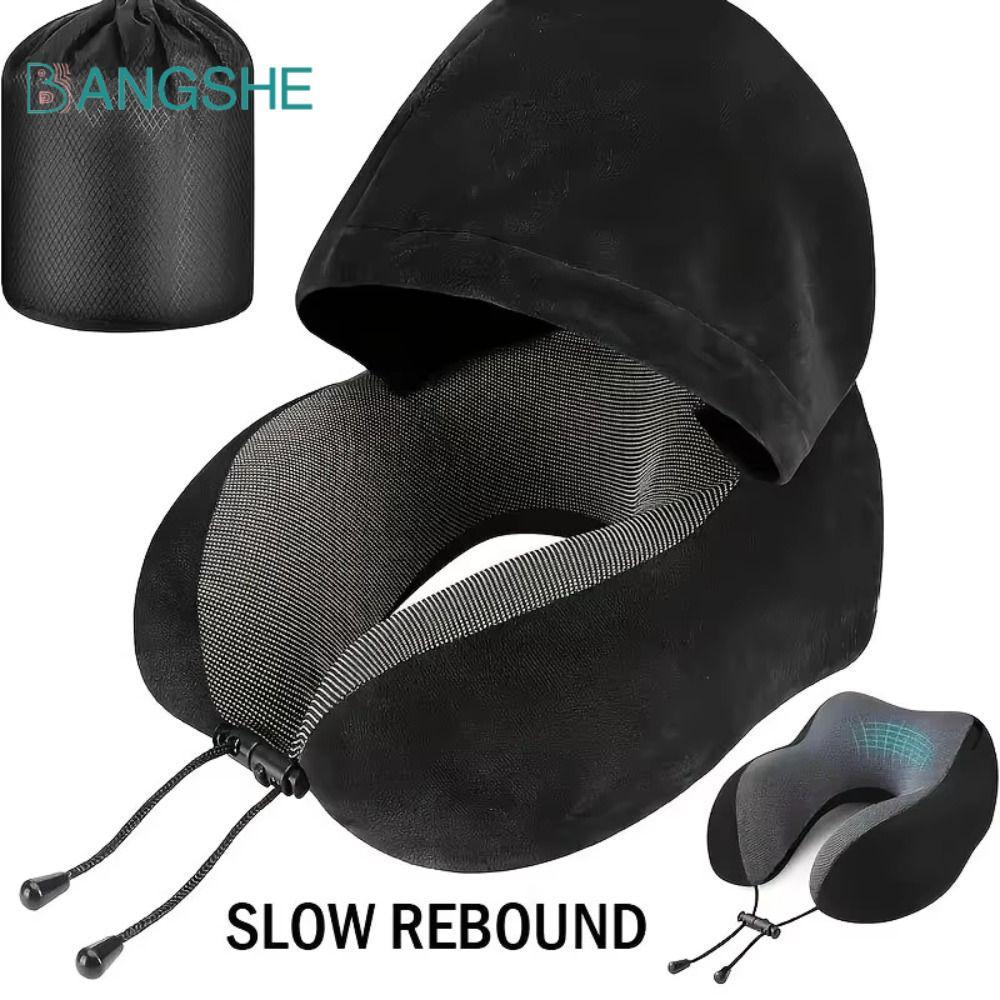 Gối hình chữ U BANGSHE có nắp, Gối cổ du lịch có thể giặt được có thể tháo rời, Hỗ trợ mềm có thể đi