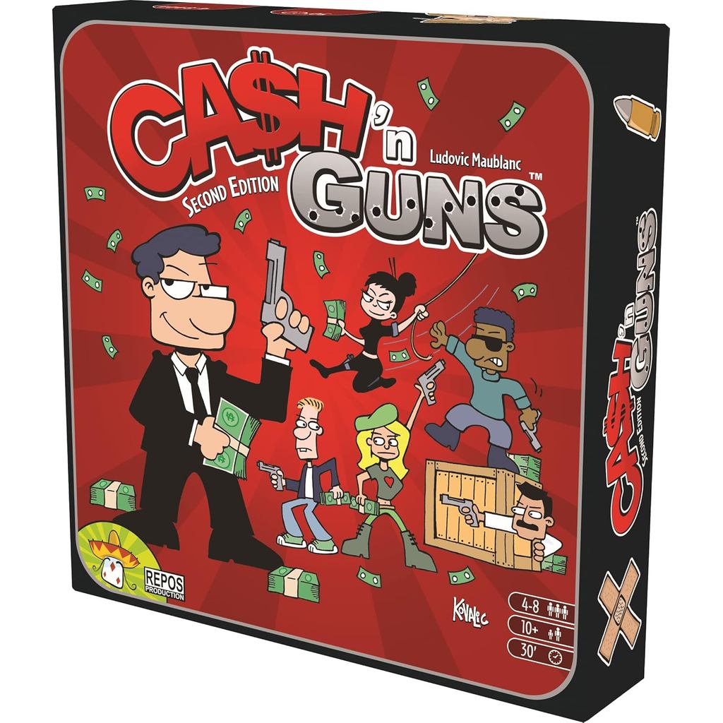 Asmodee Cash 'N Guns Phiên bản thứ 2 Trò chơi dự tiệc - Giải phóng sức mạnh trộm cướp, Trò chơi chiế
