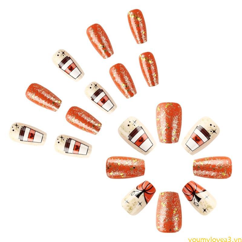 Yml1 Halloween Press on Nails Gloss Stick on Nails dành cho nữ Trang trí móng tay ngày lễ