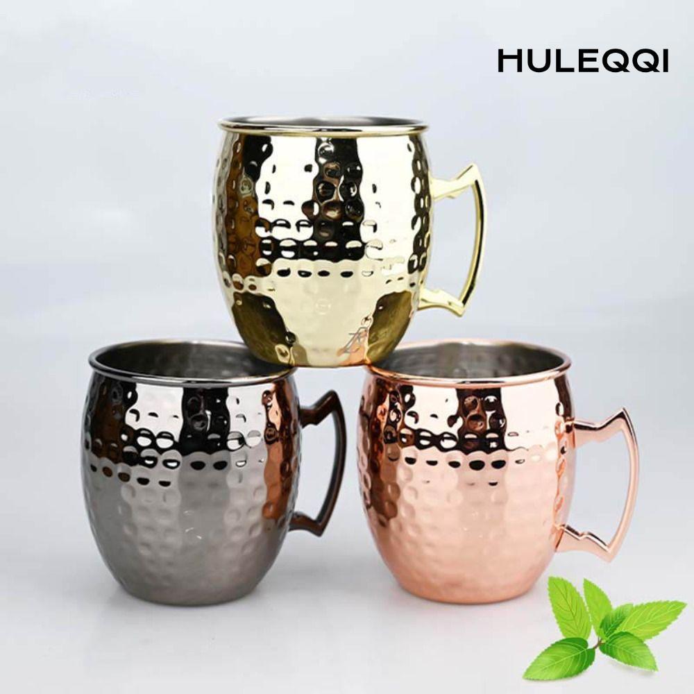 Cốc đồng nguyên chất HULEQI, Cốc thủ công Moscow Mule, Có tay cầm đinh tán chắc chắn 500ml Cốc Mule 