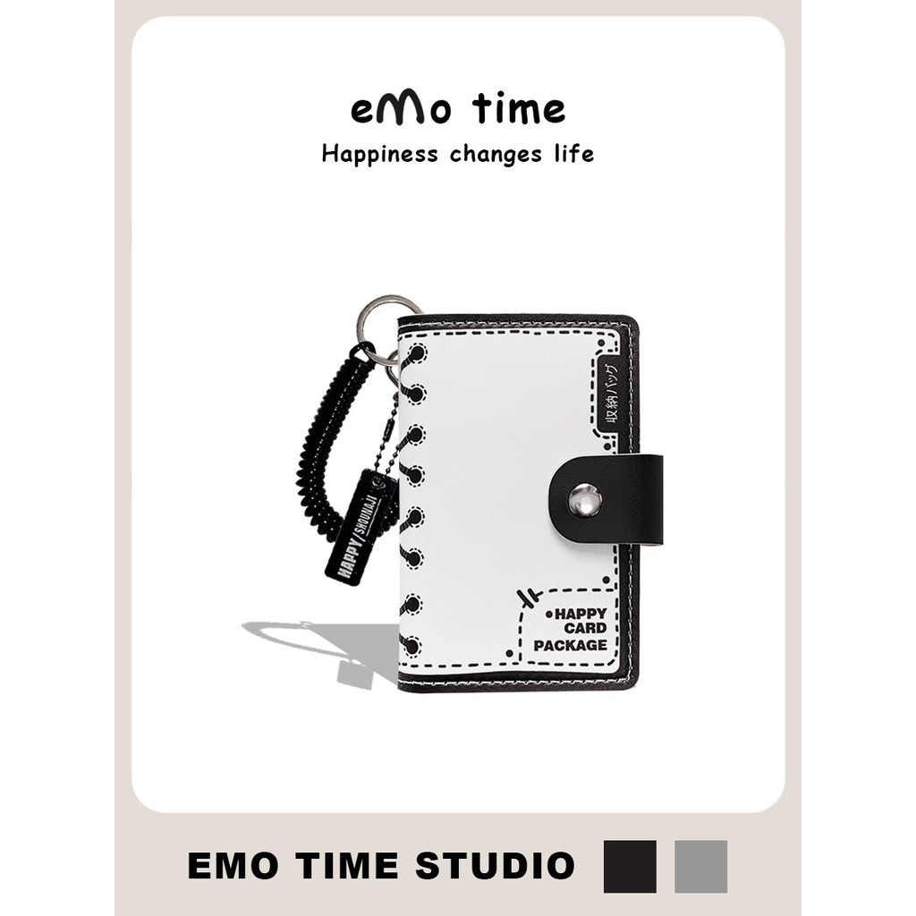 Emo Chính Hãng Đen Trắng Hai Chiều Đựng Thẻ Ngân Hàng Kiểm Soát Truy Cập Xe Buýt Tàu Điện Ngầm Sinh 