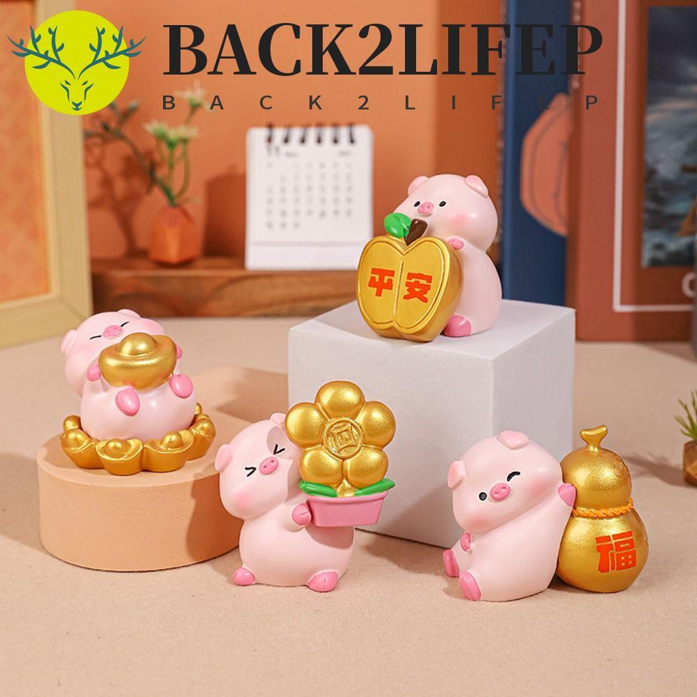 Bức tượng lợn may mắn BACK2LIFEP, Tượng lợn may mắn thủ công bằng nhựa dễ thương, Sáng tạo may mắn P