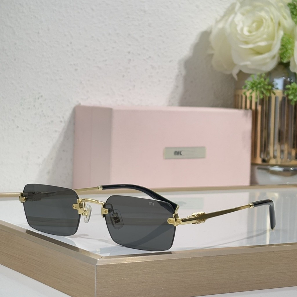 MIU MIU New Frameless Sunglasses Women Metal Trendy Fashion Retro Glasses SMUB50