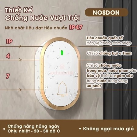 Chuông cửa không dây Home A68 khoảng cách 300m xuyên tường, chống nước, tín hiệu cực nhạy