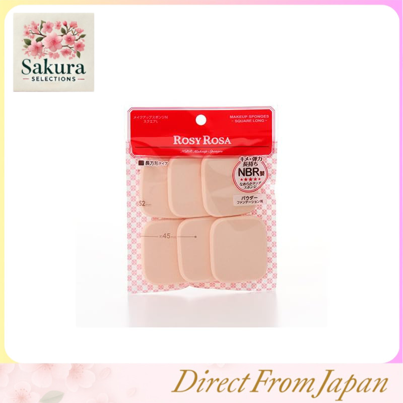 Rosy Rosa Makeup Sponge N Square L 6-Pack – Compact Square-Shaped Sponges for Easy Storage