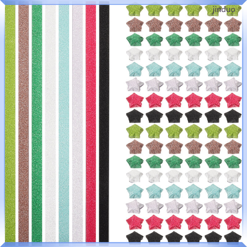 📎 320pcs Giấy Gấp Ngôi Sao May Mắn Hai Mặt Có Phấn Sáng Hoa Văn Cho Thủ Công Origami
