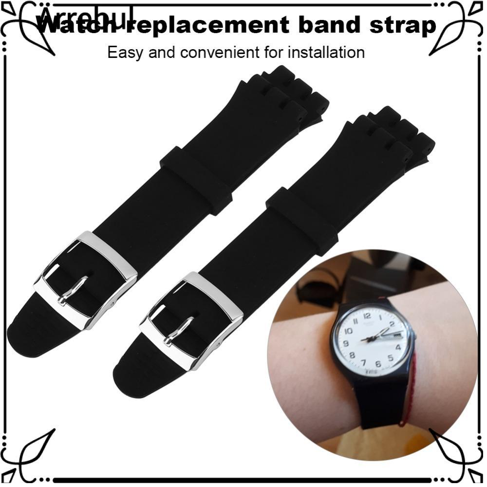 ARREBUL 2 Cái Cho Dây Đeo Đồng Hồ, Dây Đeo Đồng Hồ Silicon Đen, Dây Đeo Đồng Hồ Thay Thế 17 Mm / 19 