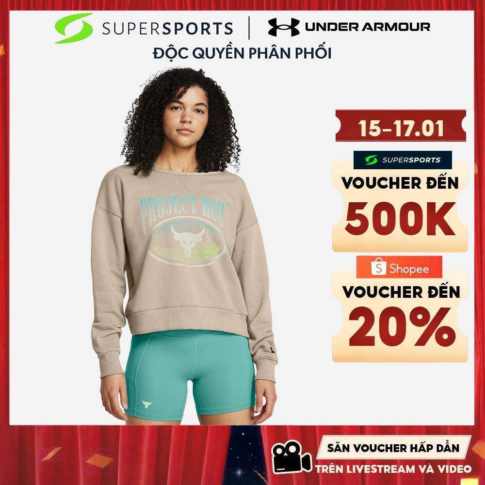 Áo Nỉ Nữ Under Armour Project Rock Heavyweight Terry - Nâu  - 1382705-203
