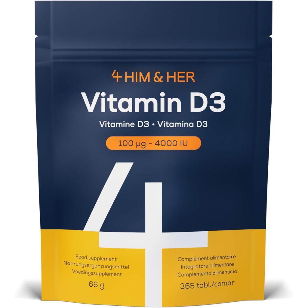 4 viên HIM & HER Vitamin D3 4000 IU Vitamin D - 365 viên chay (lớp 1 năm) - Cổng miễn dịch & xương c