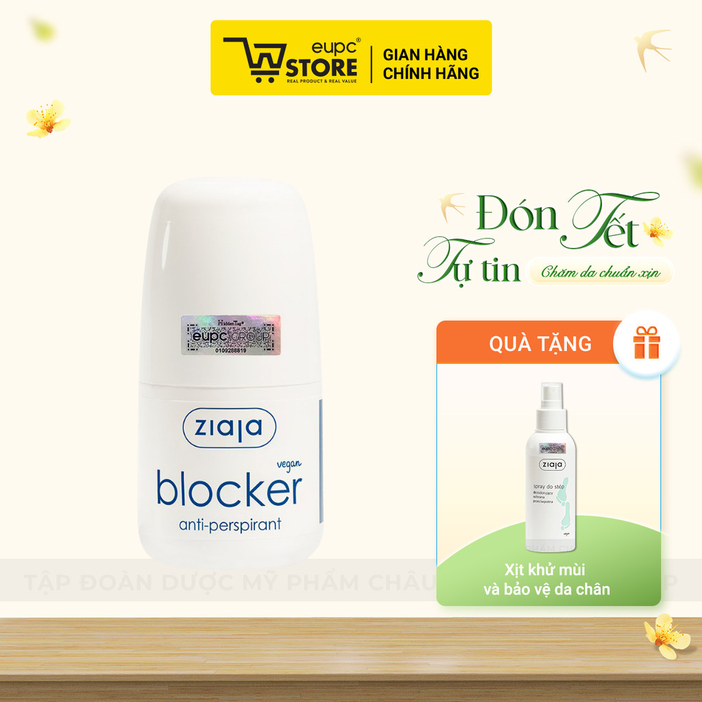 Lăn Khử Mùi Kiểm Soát Mồ Hôi Vùng Nách Ziaja Blocker 60ml Thấm Nhanh, Không Để Lại Vệt Trên Áo EUPC 