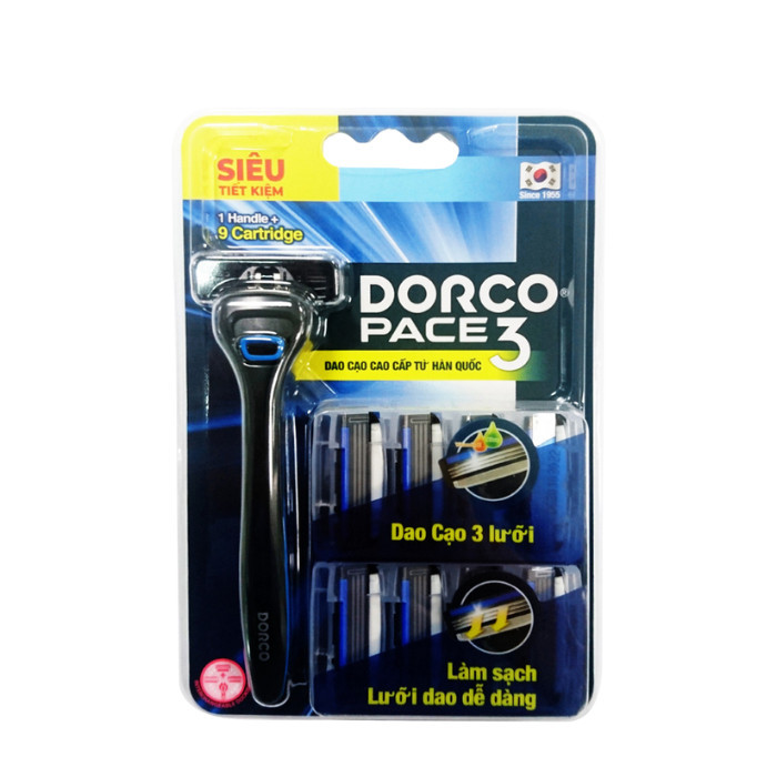 Dao Cạo Râu Dorco Pace 3 TRA4009-B 1 Cán 9 Đầu Thay