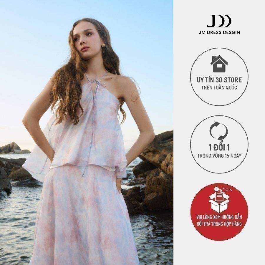 Áo hoạ tiết cutout cổ, dáng đổ 2R05.2403OG thiết kế bởi JM Dress Design