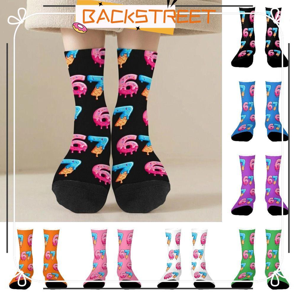 BACKSTREET 67 Meme Kem Tất, Hoạt Hình Ấm Áp 67 Meme Crew Tất Dài, Cotton Nhẹ Thoáng Khí Sáng Tạo Vớ 