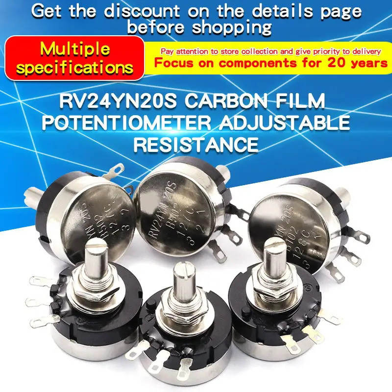 RV24YN20S 1K 2K 5K 10K 20K 50K 100K 200K 250K 500K 200Ω 500Ω 1M Ohm Phim Carbon quay đơn Máy đo áp c