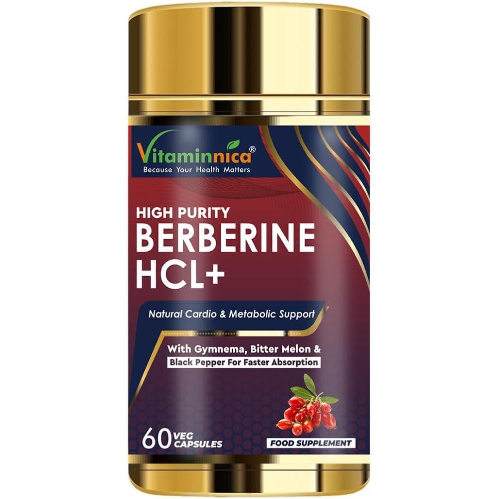 Vitaminnica Berberine HCL – 1100 mg | Độ bền cao để cân bằng sức khỏe, chuyển hóa & trọng lượng hàng