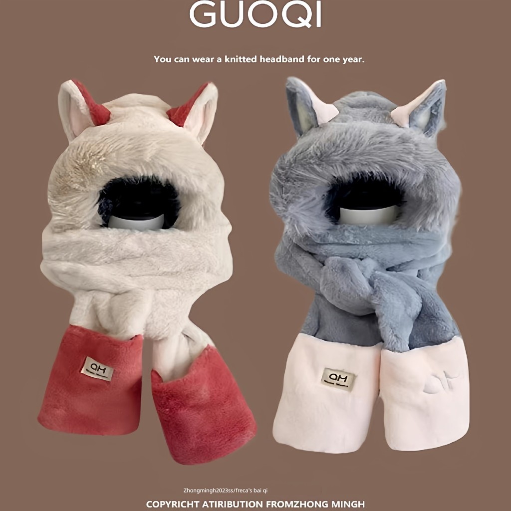 Găng tay và Khăn Quàng Cổ Firefox Ba trong Một - Ấm Áp Cho Mùa Lạnh