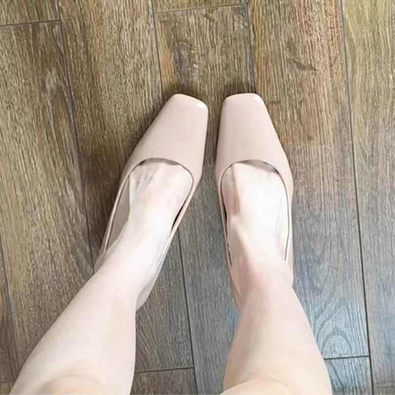 cao gót 5 phân giày cao gót 9 phân Giày một lớp mũi nhọn nổi tiếng trên mạng gót thô kiểu Pháp giày 