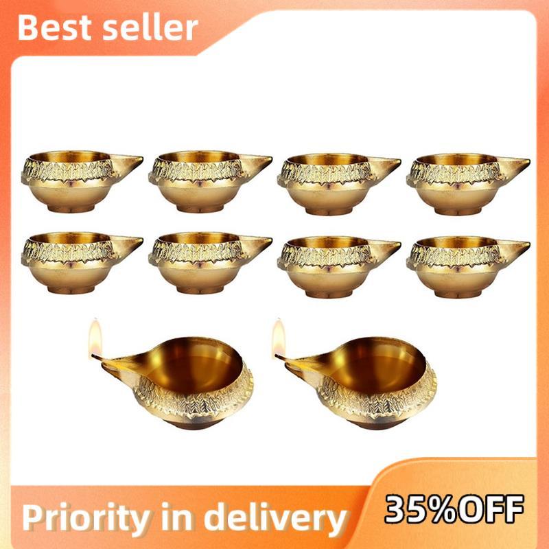 Kim loại hợp kim cho đèn dầu trang trí Diwali 10 chiếc Kuber Diya cho Diwali Diya Vilakku cho Puja P