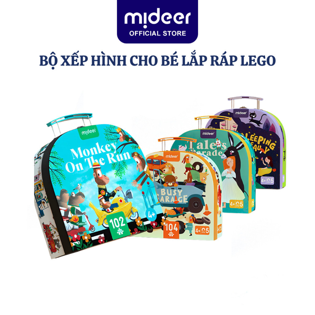 Bộ Xếp Hình Puzzle Cho Bé Mideer Vali Gift Box Puzzle 104 Mảnh Ghép Phát Triển Tư Duy Bé Trai Bé Gái