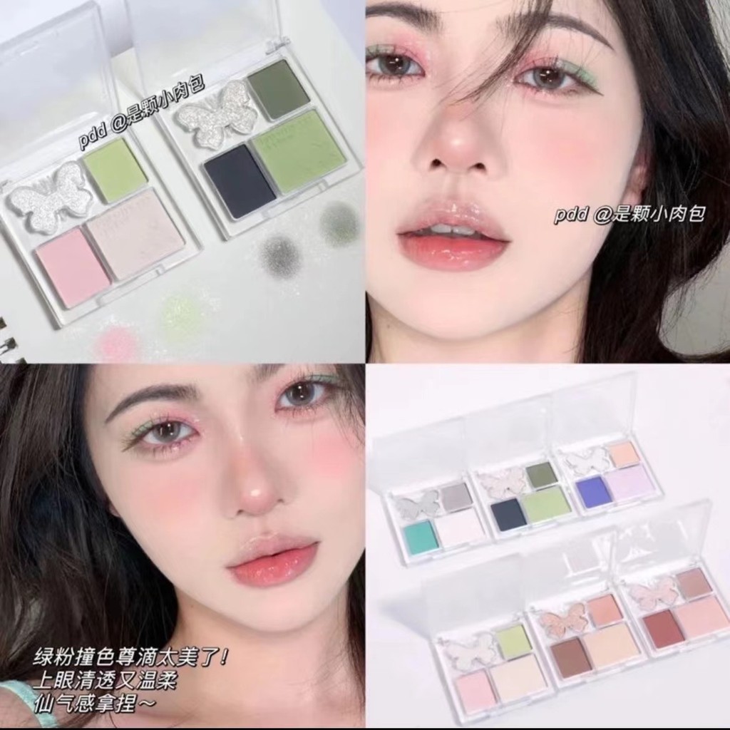 bảng mắt 4 ô bảng mắt Biya Biya Dreamland Bảng Phấn Mắt Bốn Màu Xuân Hè Tươi Bạc Hà Xanh Tulip Ngọc 