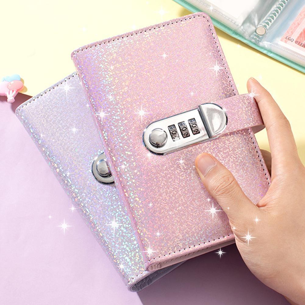 Sách gửi tiền mặt Ví tiền tiết kiệm lấp lánh có khóa kết hợp Tiền nữ sinh viên U6v2