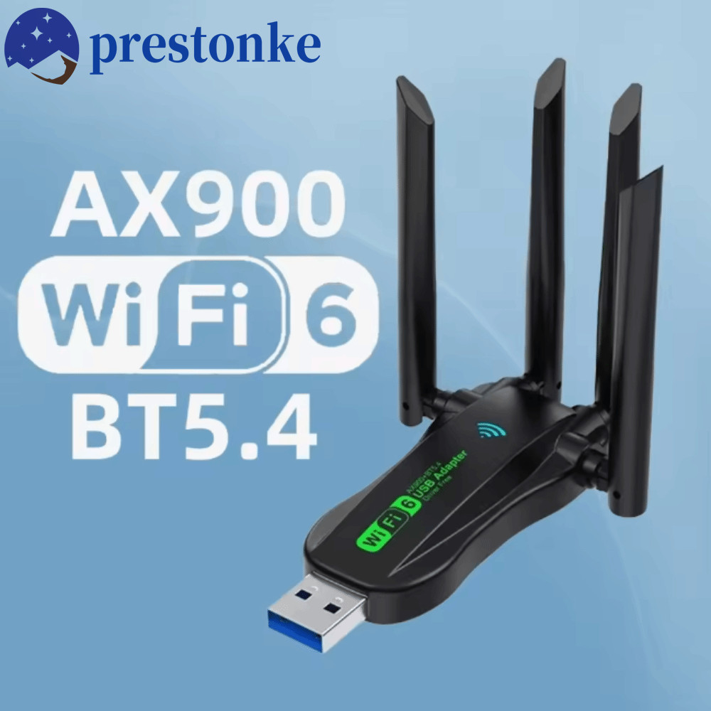PRESTONKE Bộ chuyển đổi USB WiFi6 băng tần kép, AX900 Bluetooth 5.4 900Mbps WiFi Dongle, Plug Play 4