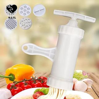 Máy ép mì SJJL, Máy làm mì ống bằng tay màu trắng, Nhựa gia dụng với 7 khuôn in khác nhau Máy làm mì nhà bếp Newbie