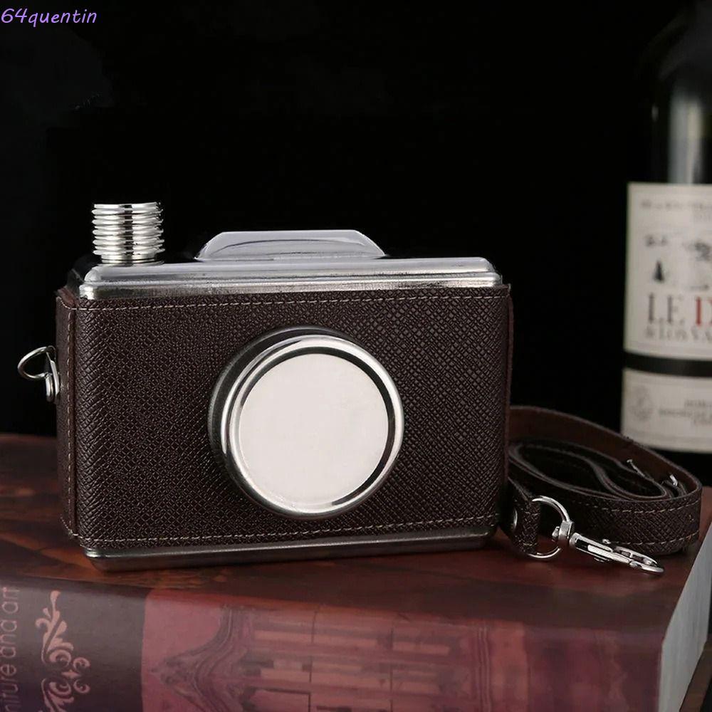 QUENTIN Camera Hip Flask, Removable Strap Leak Proof Containers Bottle, Liquor Container Stainless S
