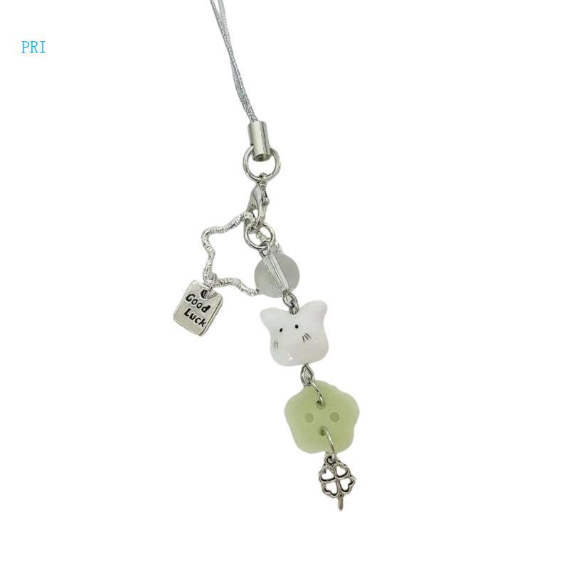 Pri Lucky Rabbit Clovers Star Charm Móc khóa đính cườm Móc khóa Phụ kiện thời trang
