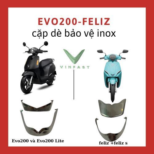 Ốp Mũi Dè Trước + Sau Inox Cho Xe Máy Điện Evo, Feliz – Độ Kiểng Sáng Bóng, Chống Trầy Dè Xe