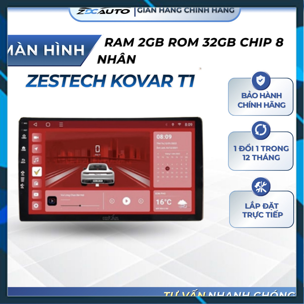 [Hàng mới về] Màn Hình Android Zestech Kovar T1 Ram 2GB Rom 32GB Chip 8 nhân