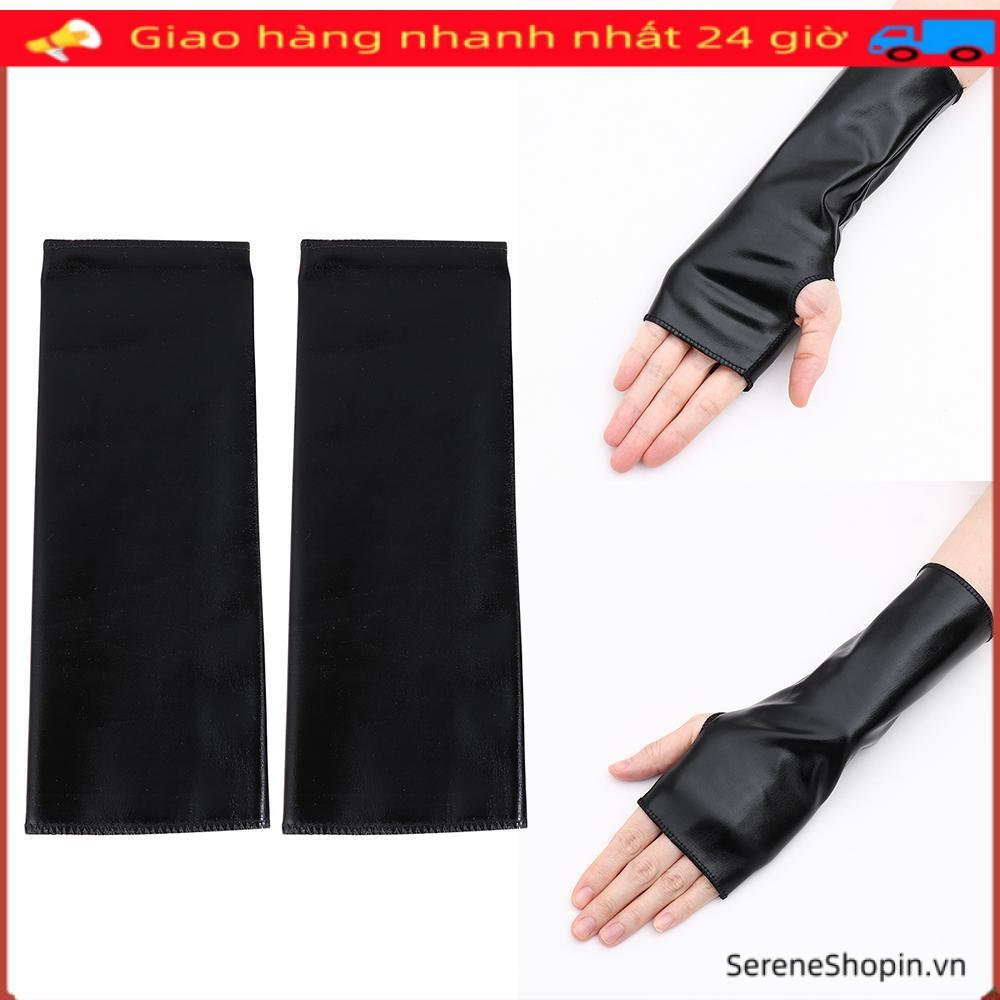 SERENE Găng Tay Đen Gothic PU Mittens Gothic Punk Halloween