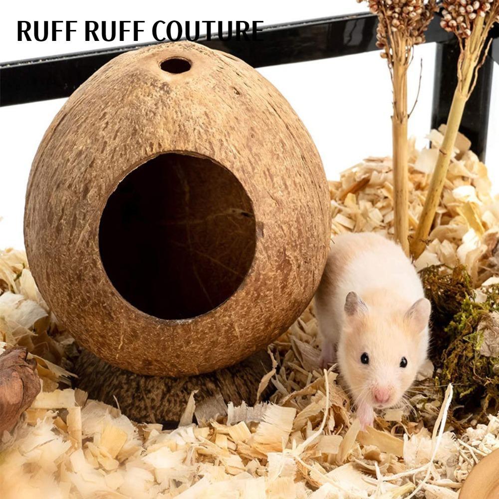 RUFF RUFF COUTURE Hamster House, Vỏ dừa tự nhiên chống mài mòn ấm áp, Chống cắn dừa Guinea-pig Hamst